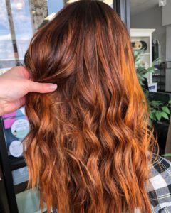 red balayage columbus hair salon